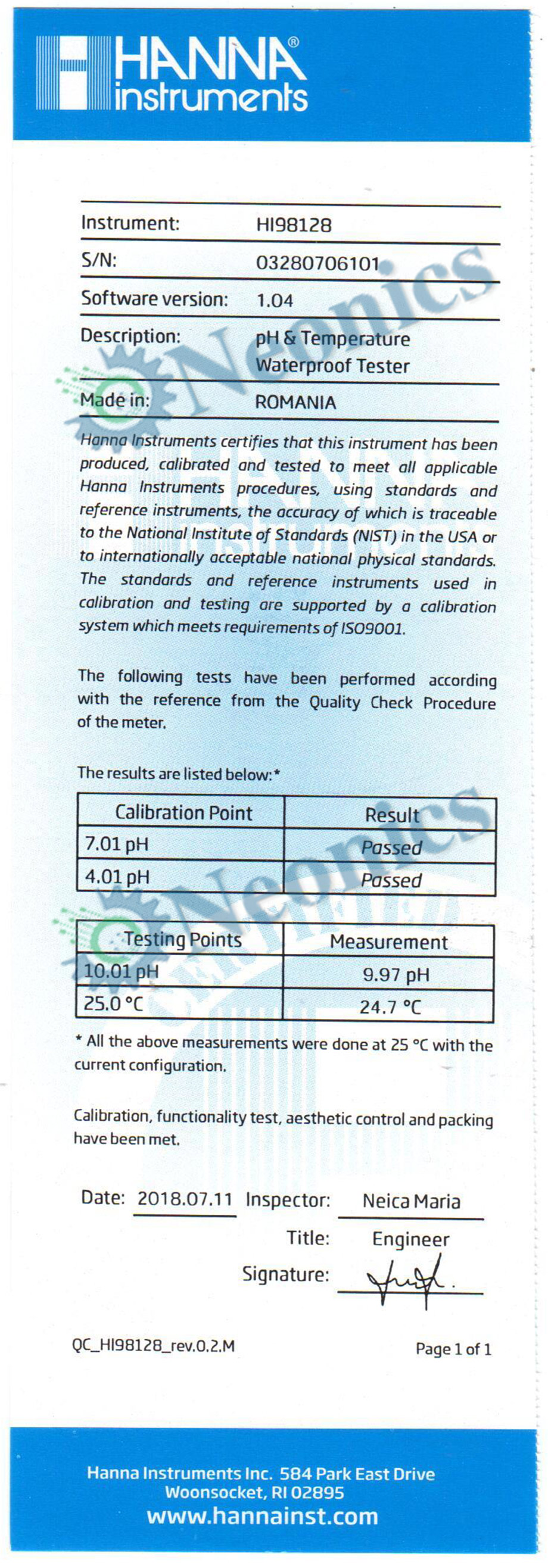 hi98128 certificate